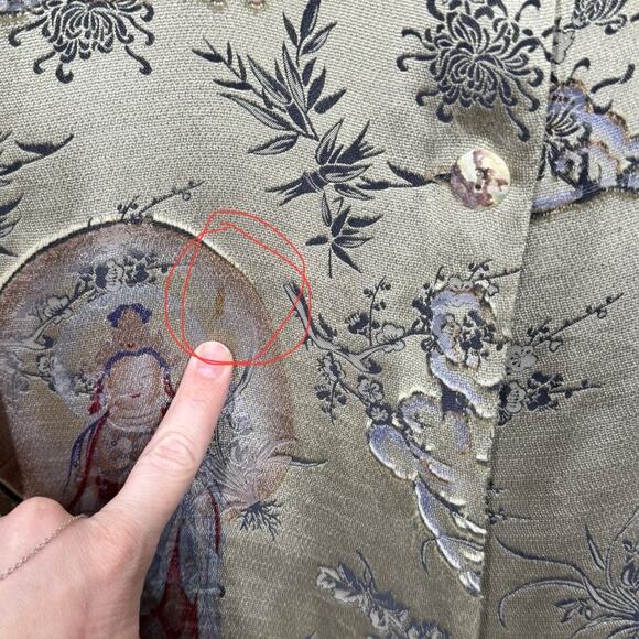Vintage Citron Santa Monica Silk Blend Asian Art To Wear Jacket Small Lagenlook - Picture 6 of 7